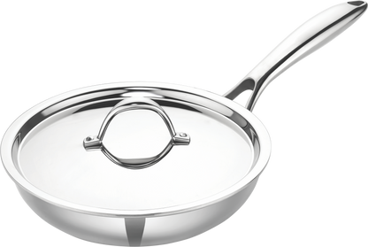 Denote Triply Stainless-Steel Fry Pan With Stainless Steel Lid