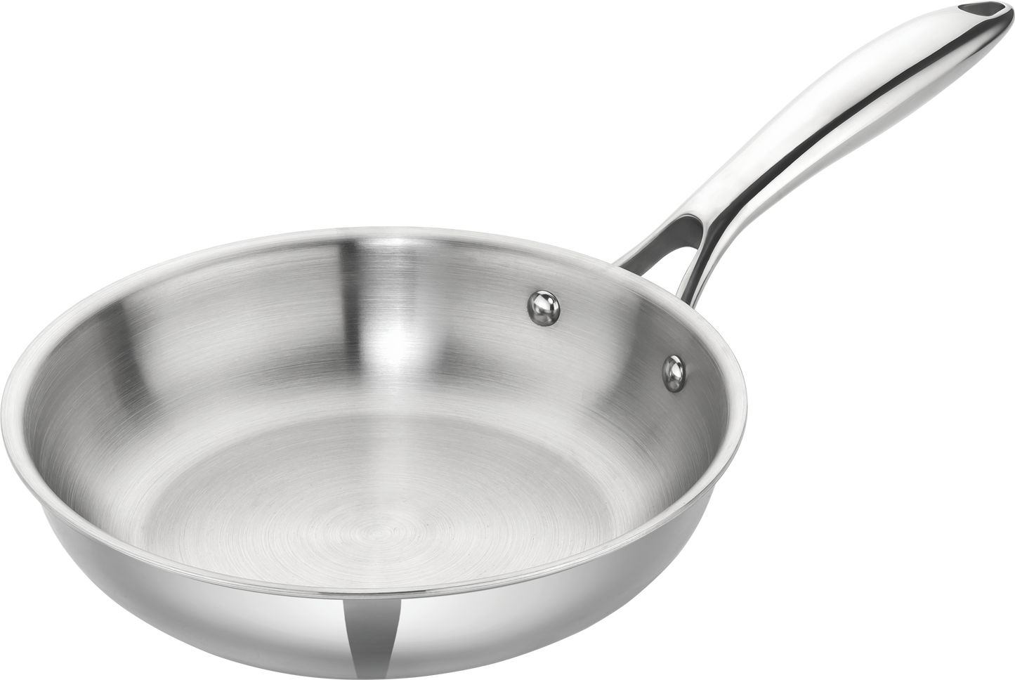 Denote Triply Stainless-Steel Fry Pan With Stainless Steel Lid