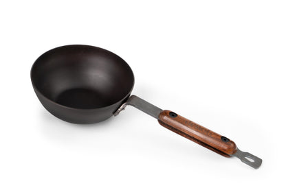 Denote Carbon Steel (Iron) Tadka Pan & Wooden Handle