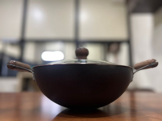 Denote Carbon Steel (Iron) Kadai with Glass Lid